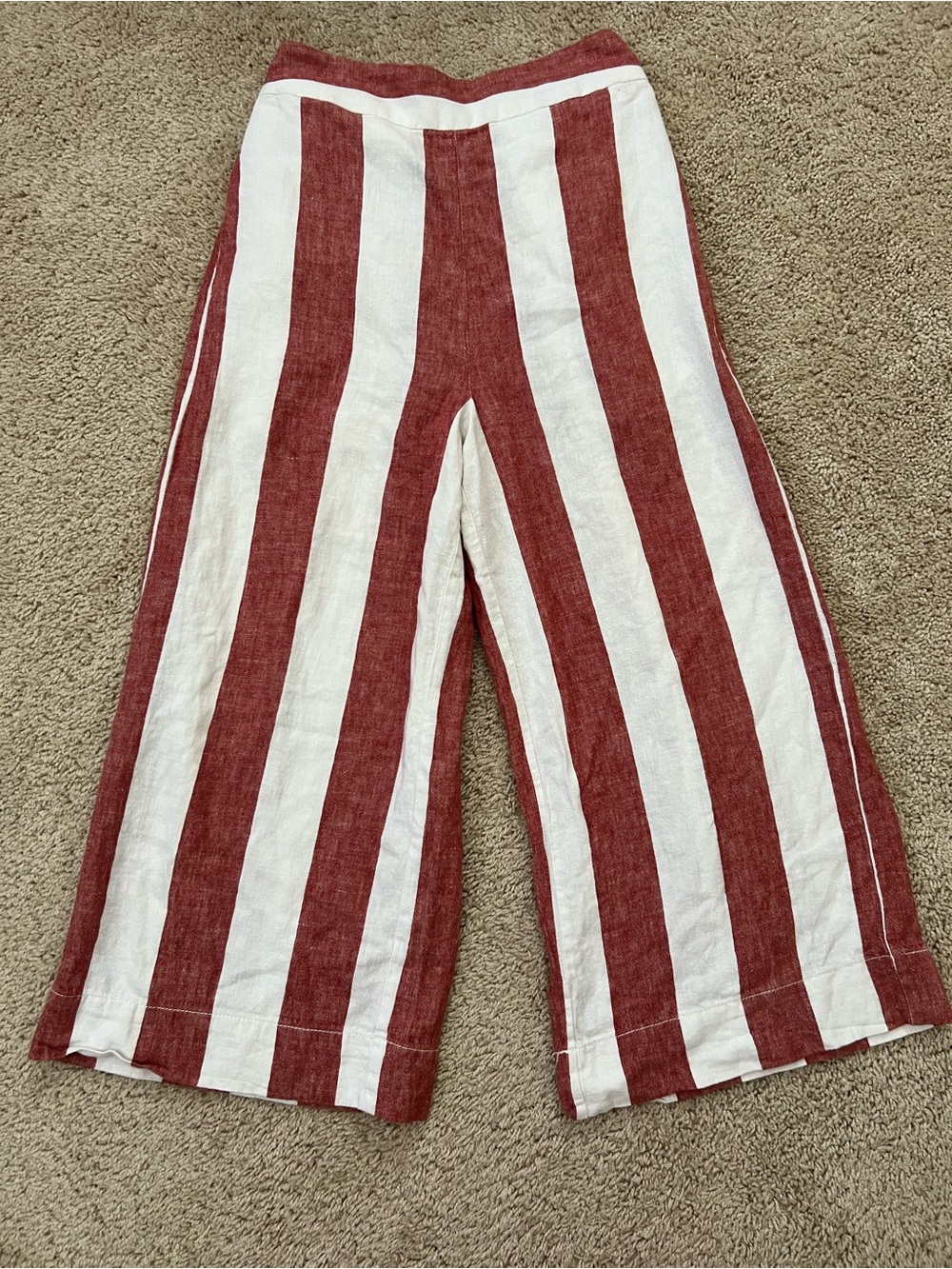 Madewell XS Linen Blend Striped Wide Leg Pull On Crop Pants